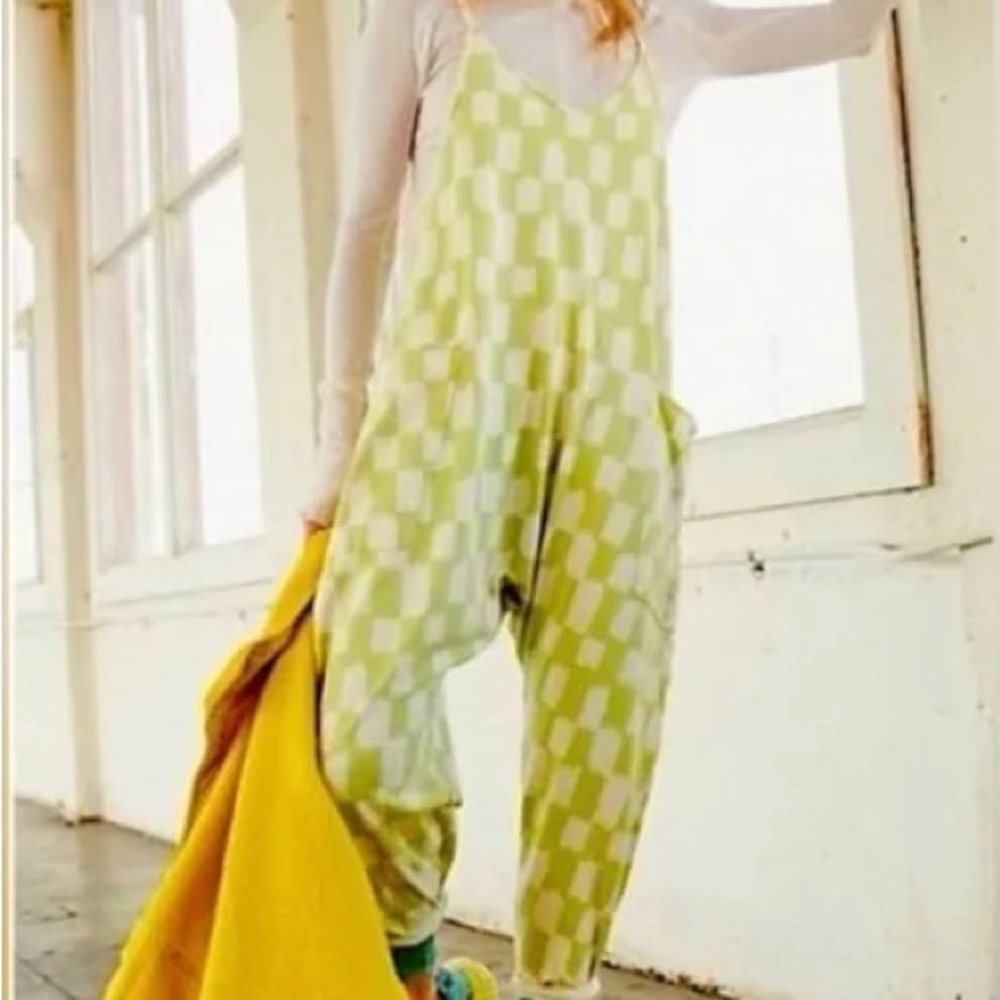 Free People Hotshot Checkered Jumpsuit